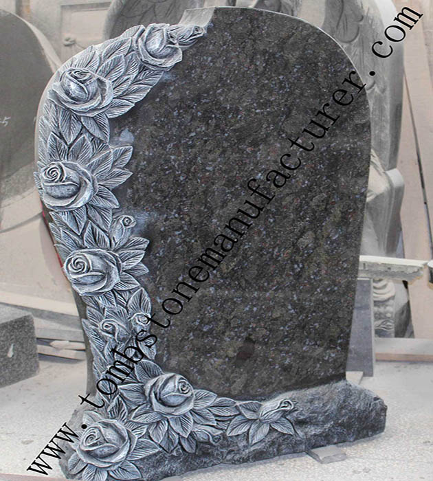 rose carving granite headstone6